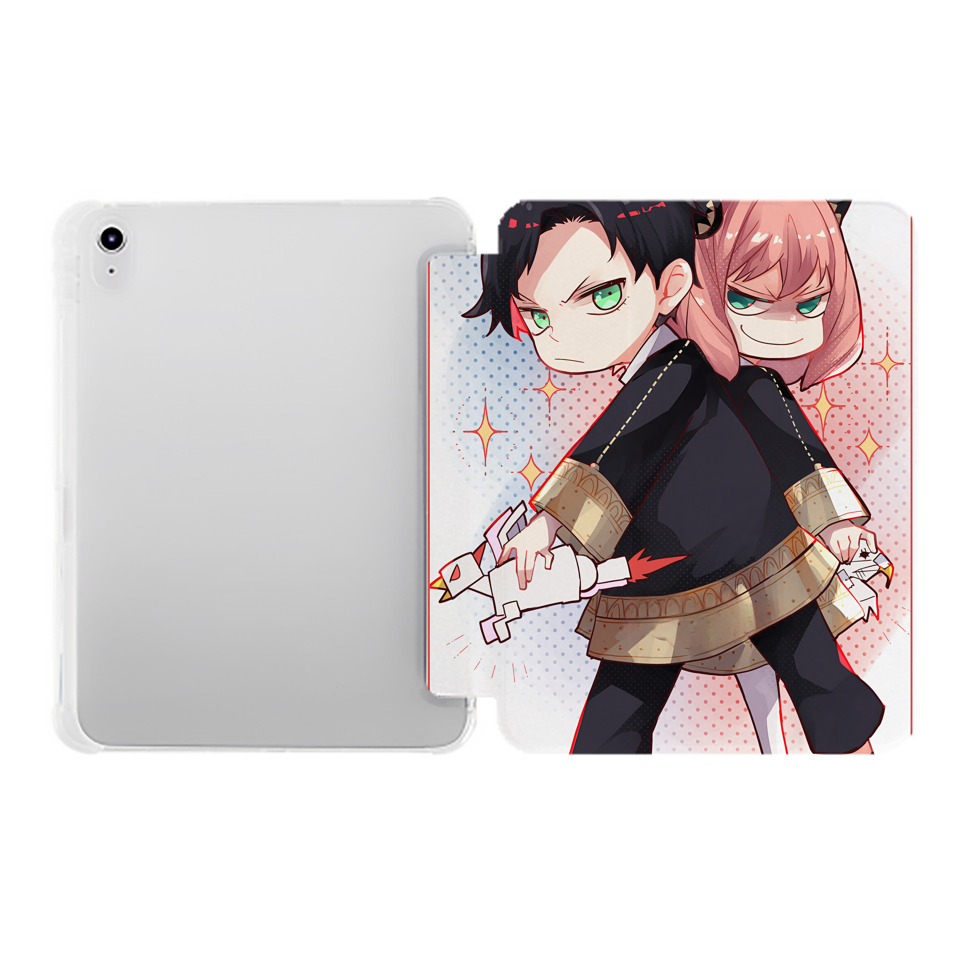 （画像用） SPY×FAMILY间谍家家酒 IPad ケース ペン収納付き 三つ折りスタンド PUレザー×シリコン 対応機種9.5/10.5/10.9インチ
